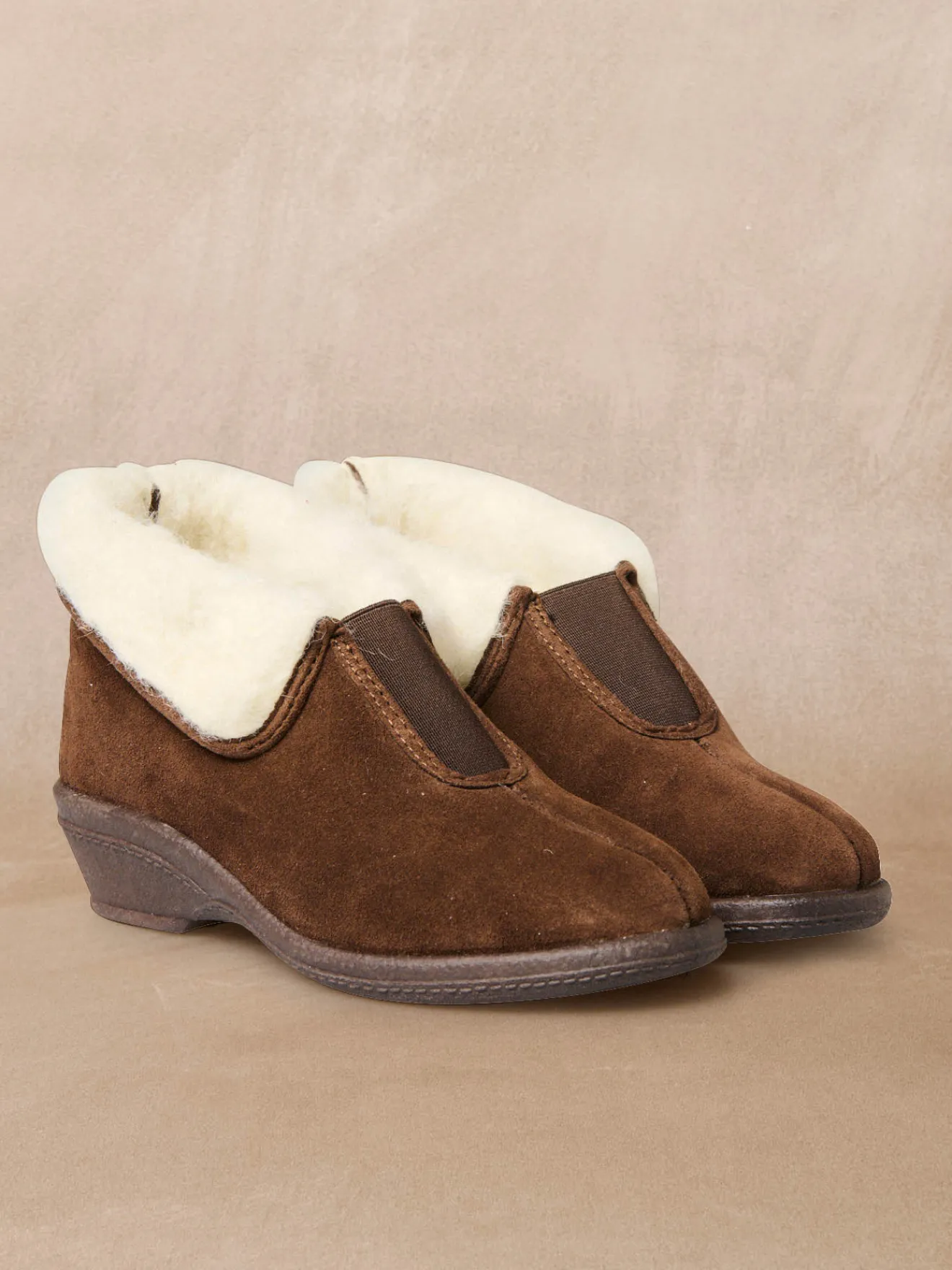 Clearance Pantoufles croûte de cuir fourrées Femme Pantoufles, Chaussons