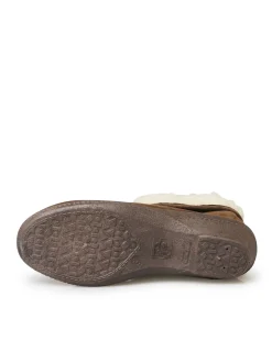 Clearance Pantoufles croûte de cuir fourrées Femme Pantoufles, Chaussons