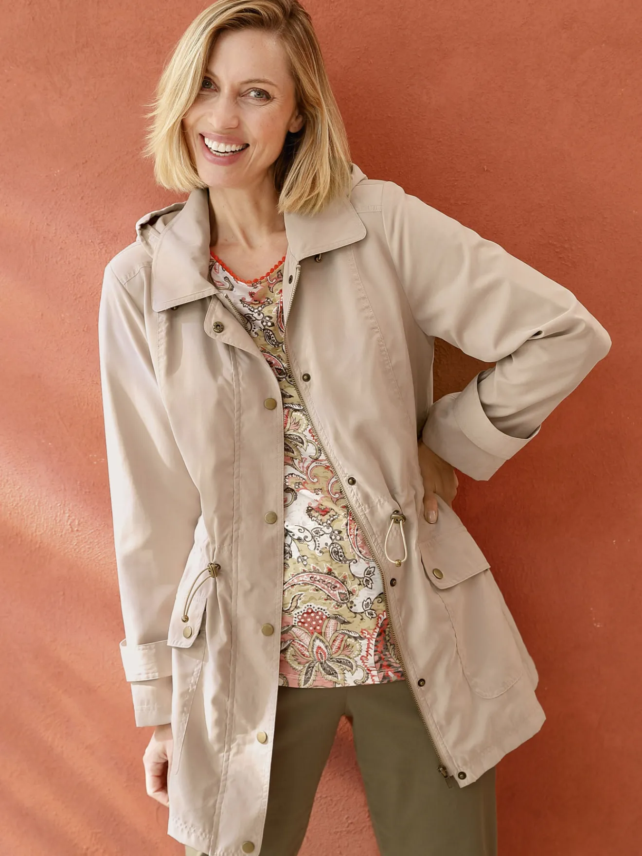 Parka déperlante à capuche amovible Femme Manteau, Parka