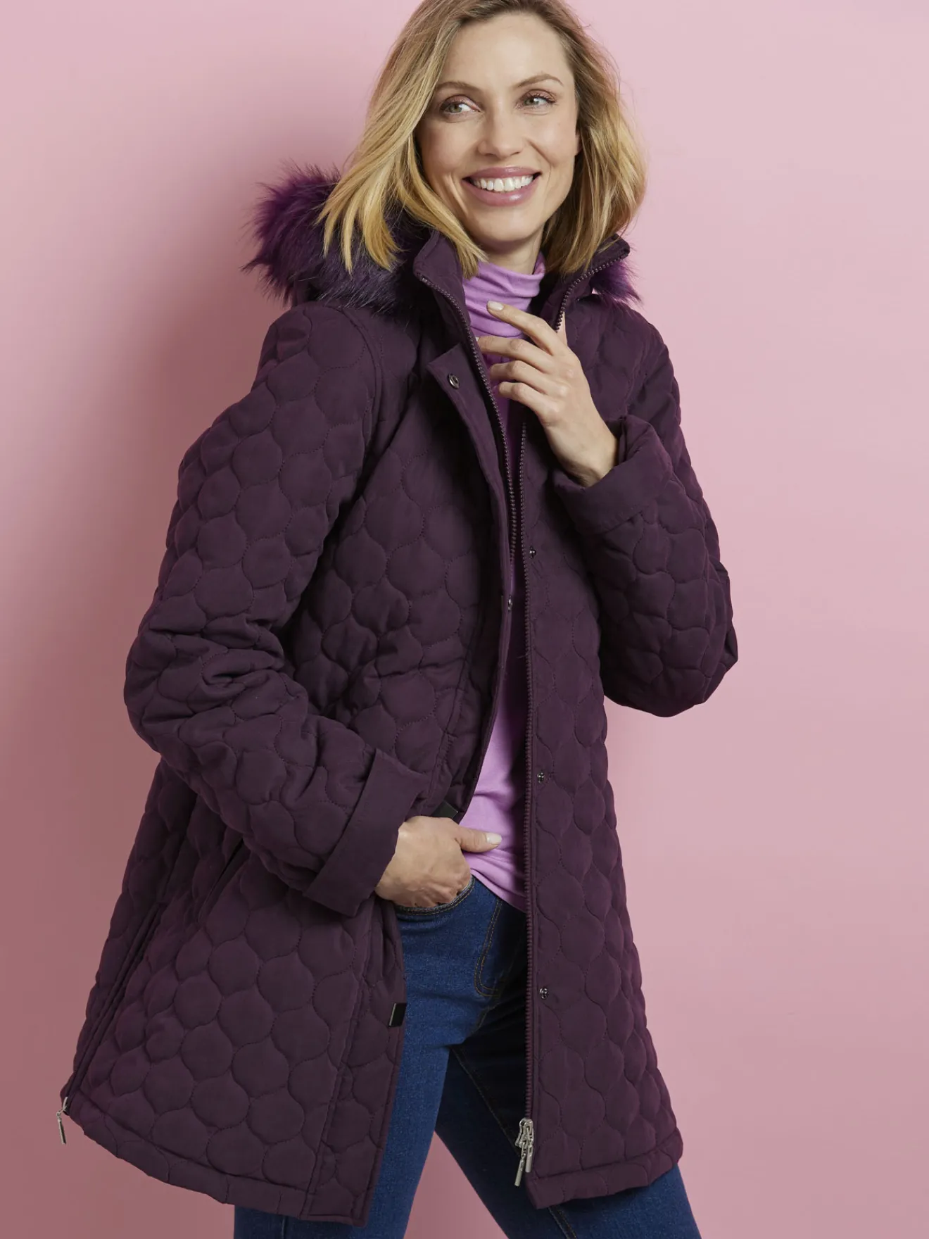 Outlet Parka matelassée courte en microfibre Femme Manteau, Parka