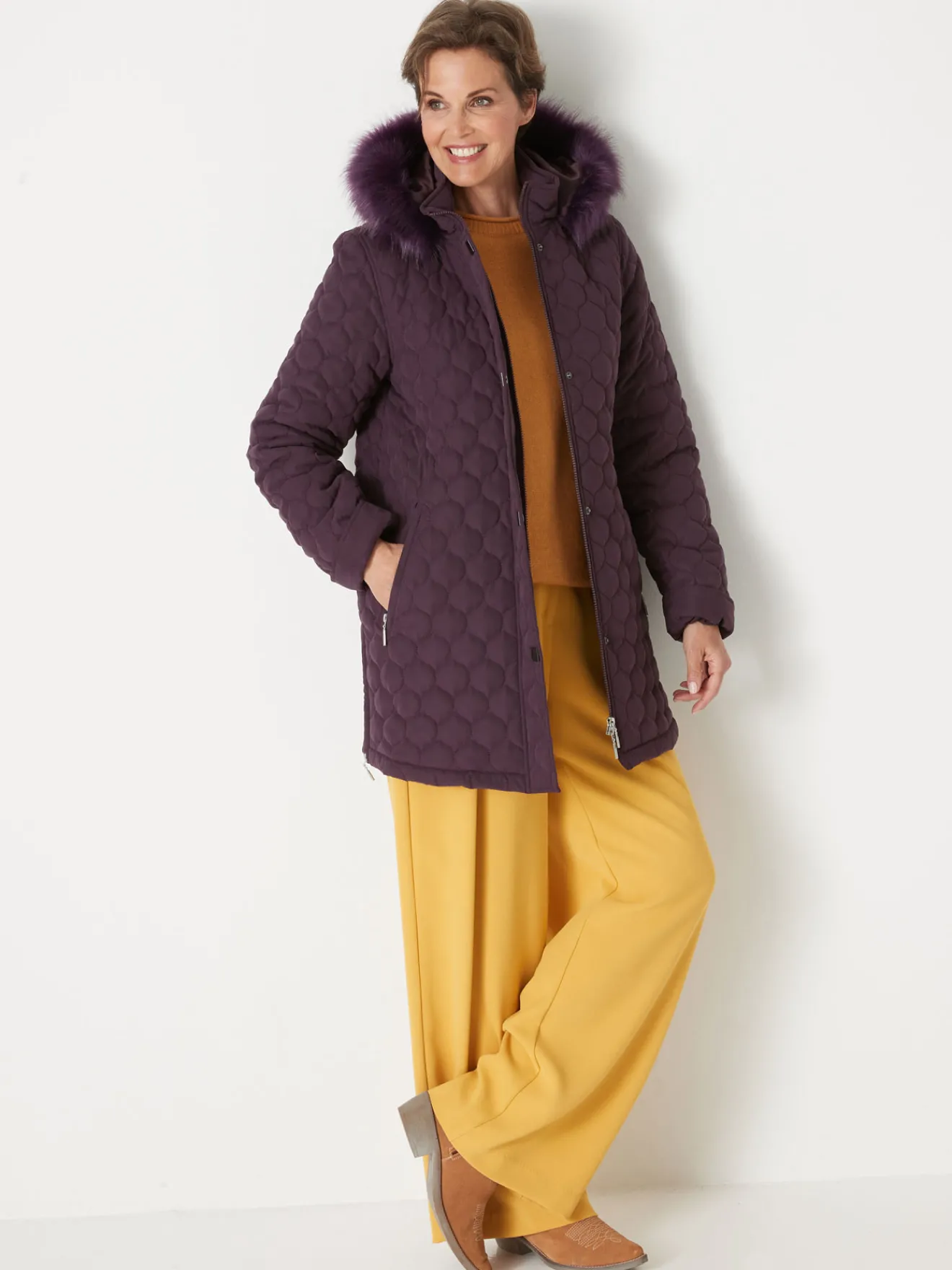 Outlet Parka matelassée courte en microfibre Femme Manteau, Parka