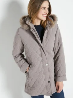 Discount Parka matelassée courte en microfibre Femme Manteau, Parka