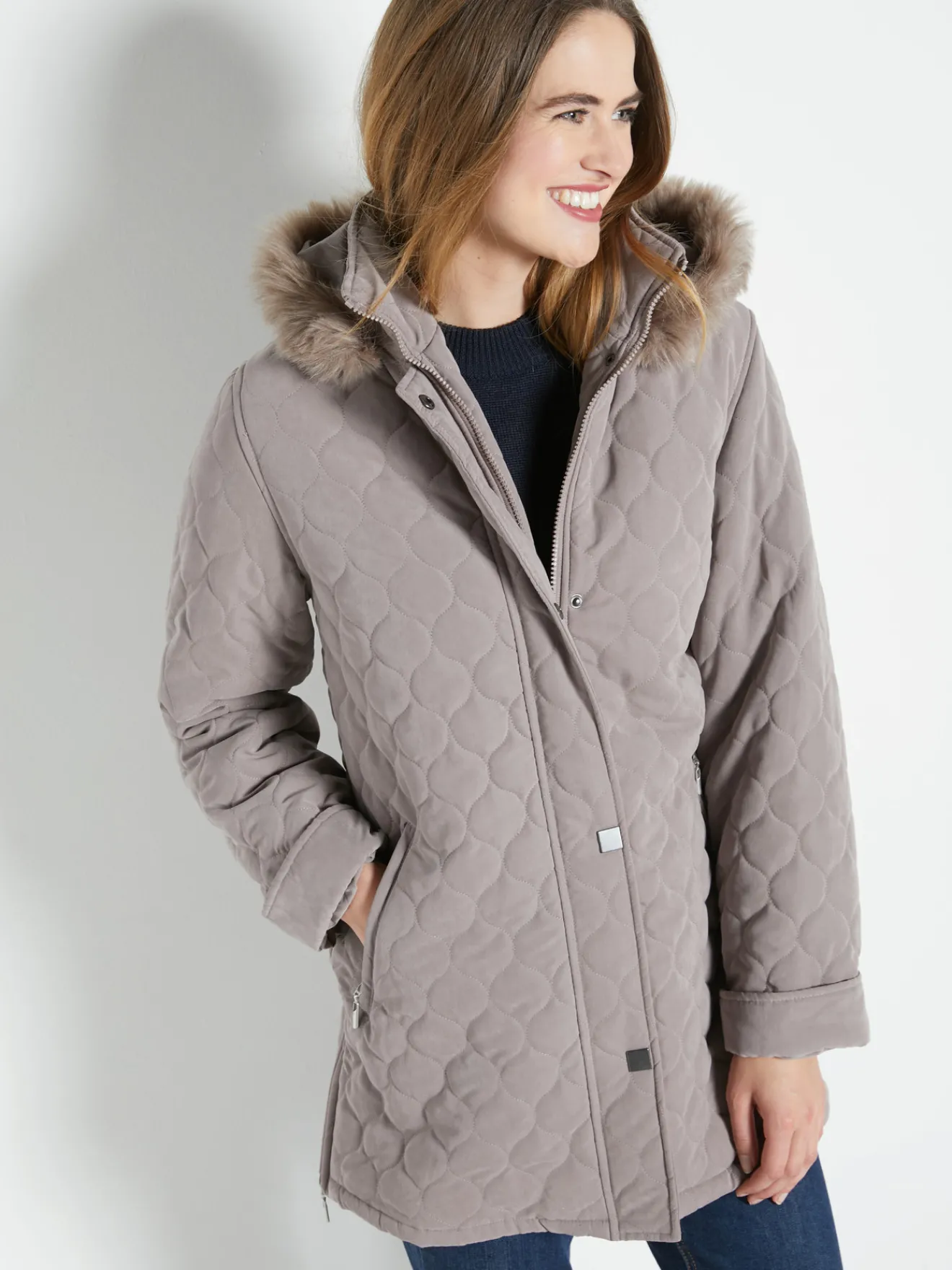 Discount Parka matelassée courte en microfibre Femme Manteau, Parka