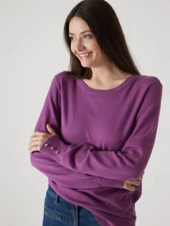 Discount Pull boutons-bijoux aux manches Femme Pull