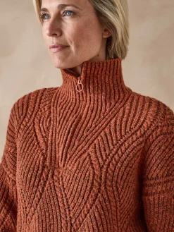 Sale Pull camionneur zippé et bonnet Femme Pull