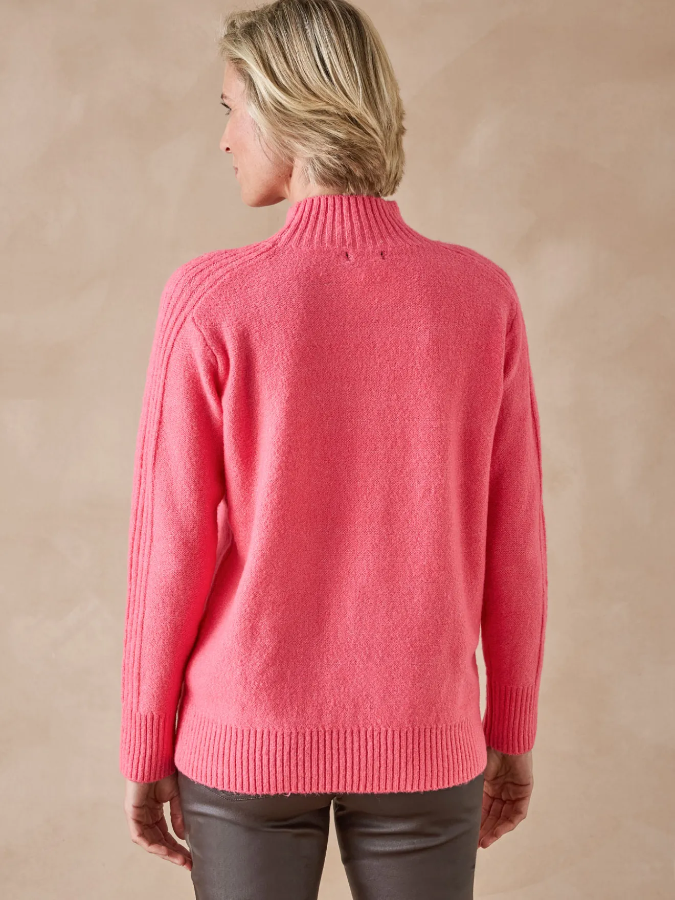 Hot Pull col montant en jersey envers Femme Pull