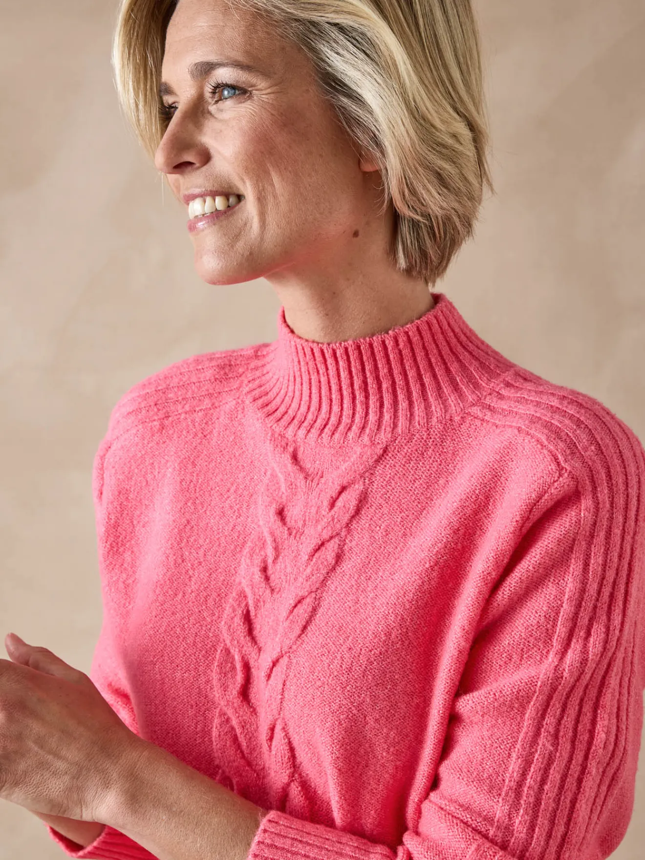 Hot Pull col montant en jersey envers Femme Pull