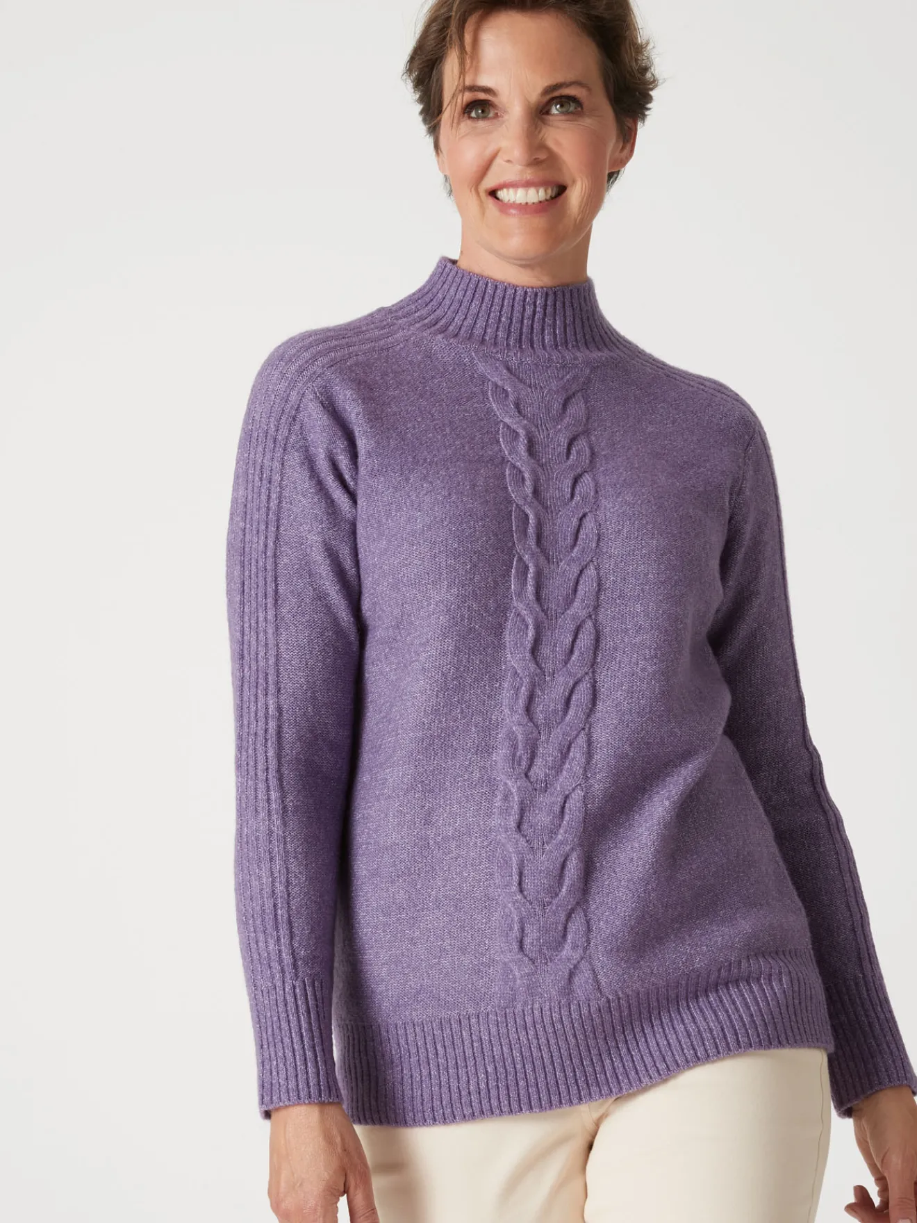 Sale Pull col montant en jersey envers Femme Pull