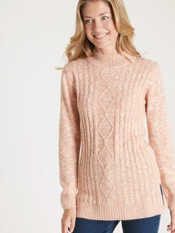 Clearance Pull col montant maille torsadée Femme Pull