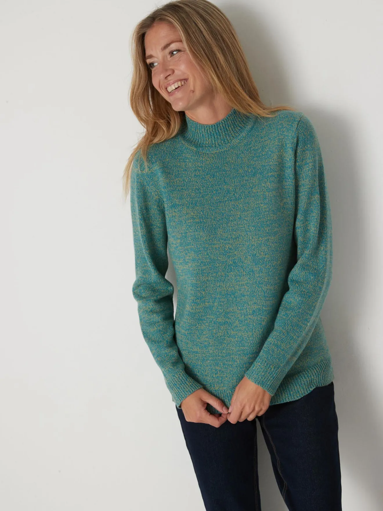 Pull col montant manches longues Femme Pull