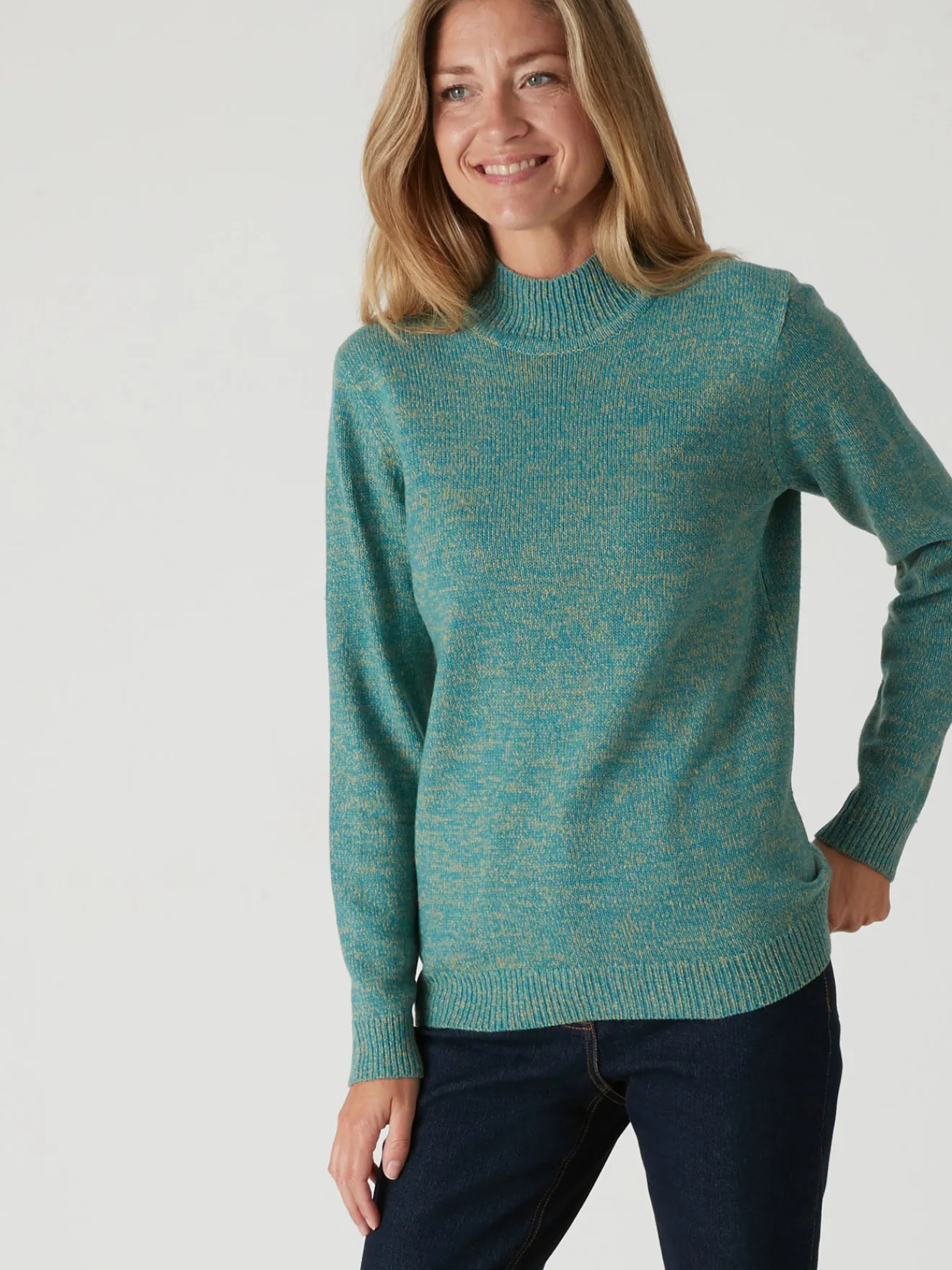 Pull col montant manches longues Femme Pull