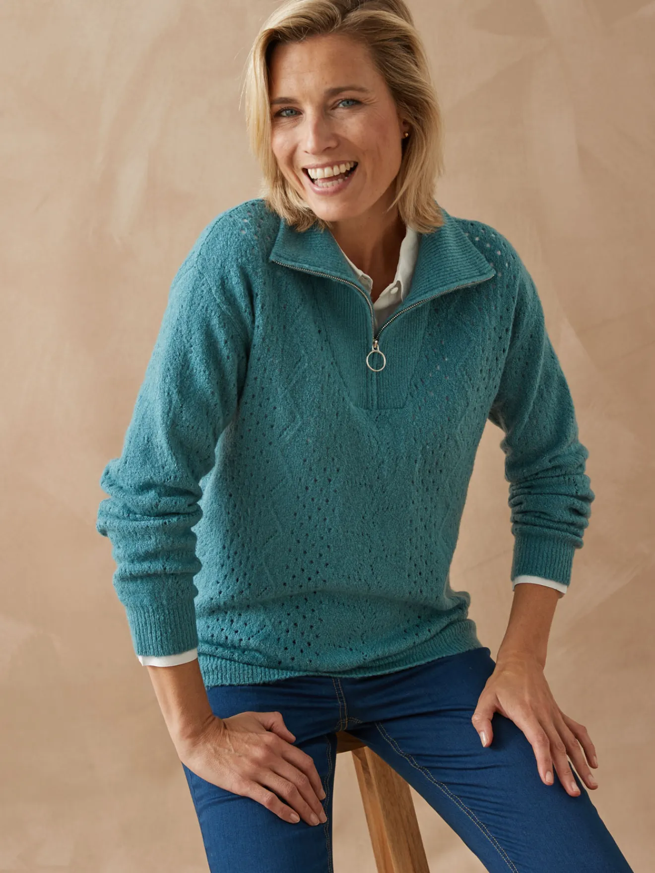 Clearance Pull col montant zippé Femme Pull