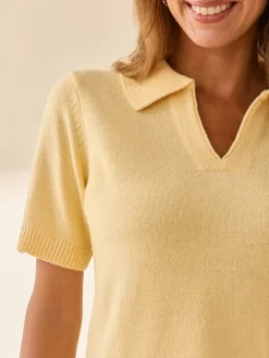 Clearance Pull col polo manches courtes Femme Pull