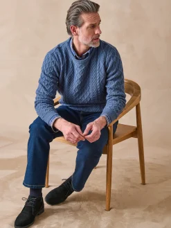 Best Pull col rond style irlandais 30% laine Homme Pull, Sweat