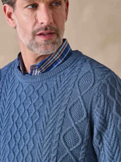 Best Pull col rond style irlandais 30% laine Homme Pull, Sweat