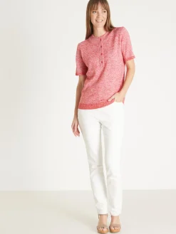 Best Pull col tunisien en maille chinée Femme Pull