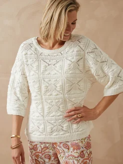 Clearance Pull court façon crochet Femme Pull