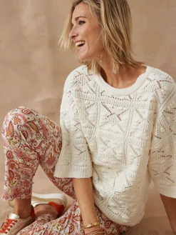 Clearance Pull court façon crochet Femme Pull