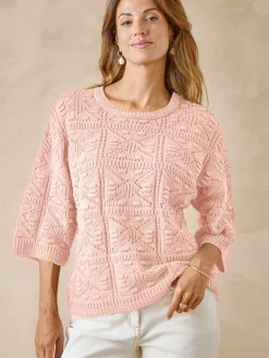Online Pull court façon crochet Femme Pull