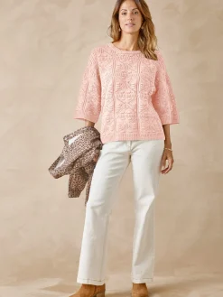 Online Pull court façon crochet Femme Pull
