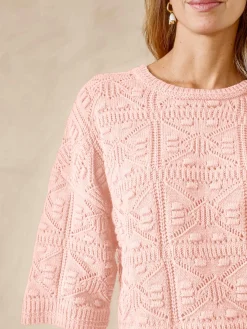 Online Pull court façon crochet Femme Pull