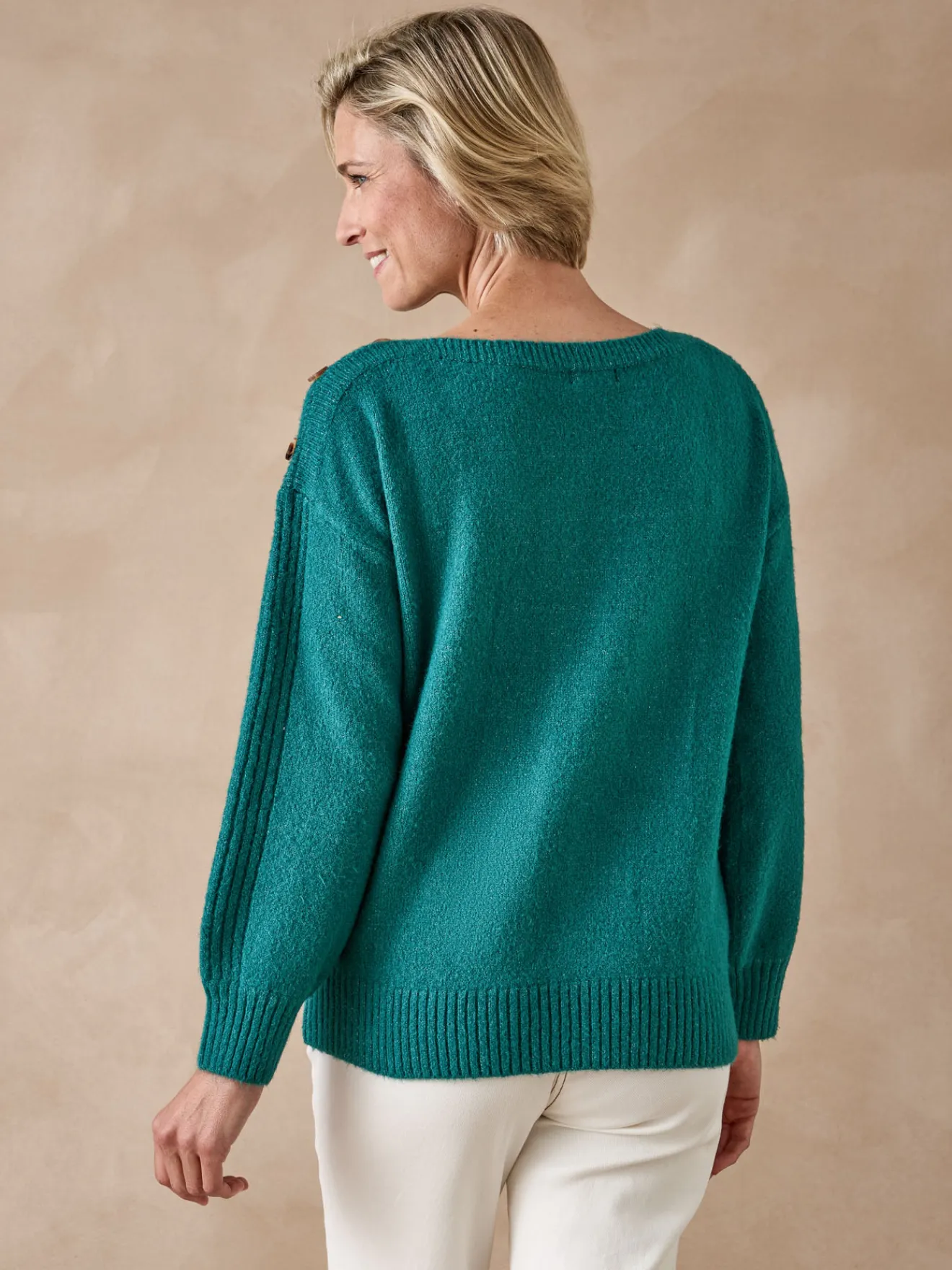 Outlet Pull encolure bateau en jersey envers Femme Pull