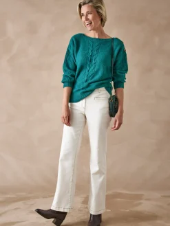 Outlet Pull encolure bateau en jersey envers Femme Pull