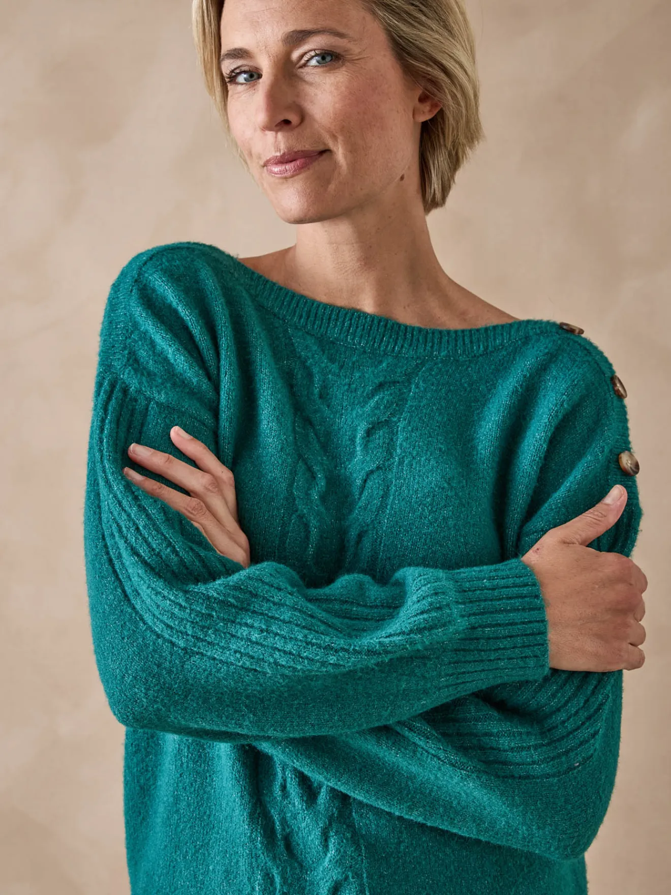 Outlet Pull encolure bateau en jersey envers Femme Pull