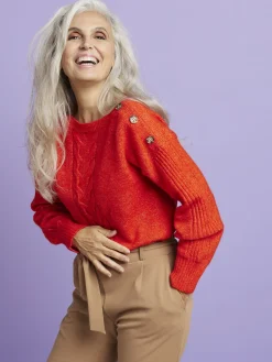 Clearance Pull encolure bateau en jersey envers Femme Pull