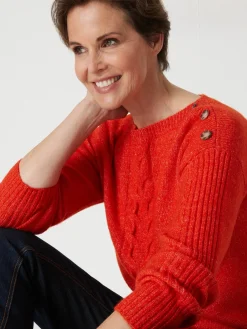 Clearance Pull encolure bateau en jersey envers Femme Pull