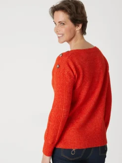 Clearance Pull encolure bateau en jersey envers Femme Pull