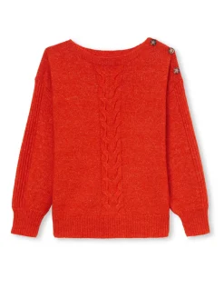 Clearance Pull encolure bateau en jersey envers Femme Pull