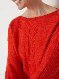 Clearance Pull encolure bateau en jersey envers Femme Pull