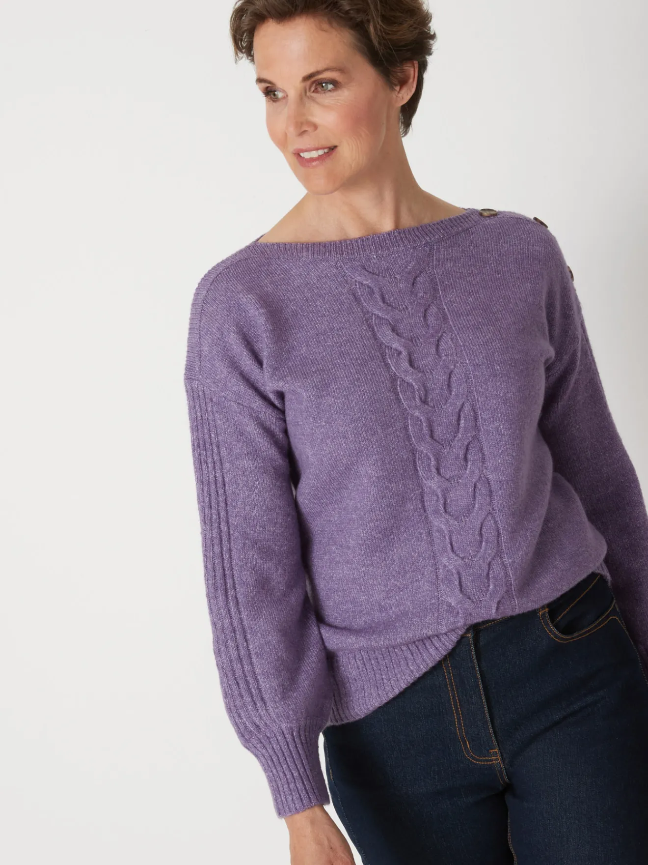 New Pull encolure bateau en jersey envers Femme Pull