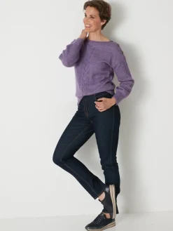 New Pull encolure bateau en jersey envers Femme Pull