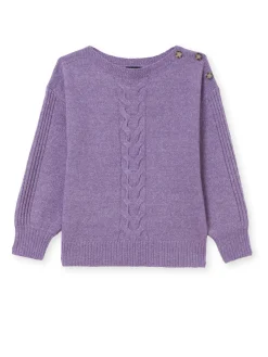 New Pull encolure bateau en jersey envers Femme Pull