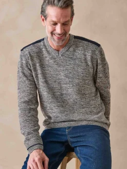 Clearance Pull encolure V avec laine Homme Pull, Sweat