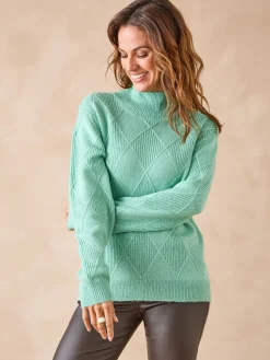 Best Pull géométrique col montant Femme Pull