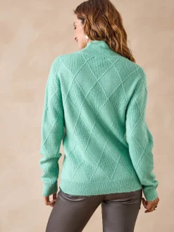 Best Pull géométrique col montant Femme Pull