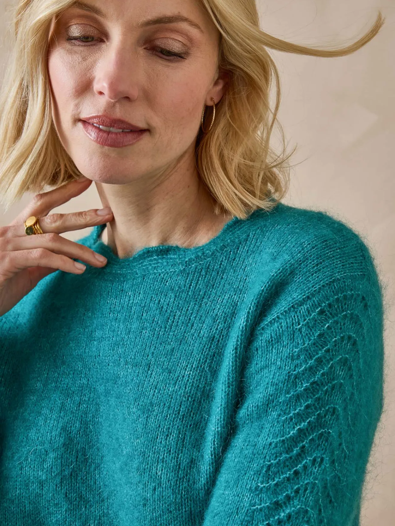 Sale Pull jeux de points fantaisie ajourés Femme Pull