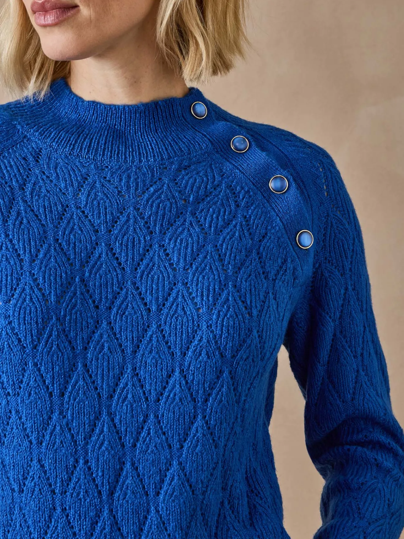 Clearance Pull maille fantaisie col montant Femme Pull