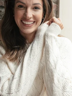 Clearance Pull maille fantaisie encolure ronde Femme Pull