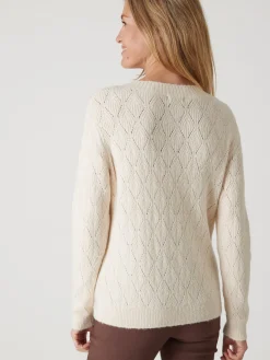 Clearance Pull maille fantaisie encolure ronde Femme Pull