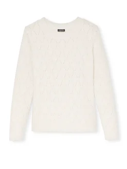 Clearance Pull maille fantaisie encolure ronde Femme Pull