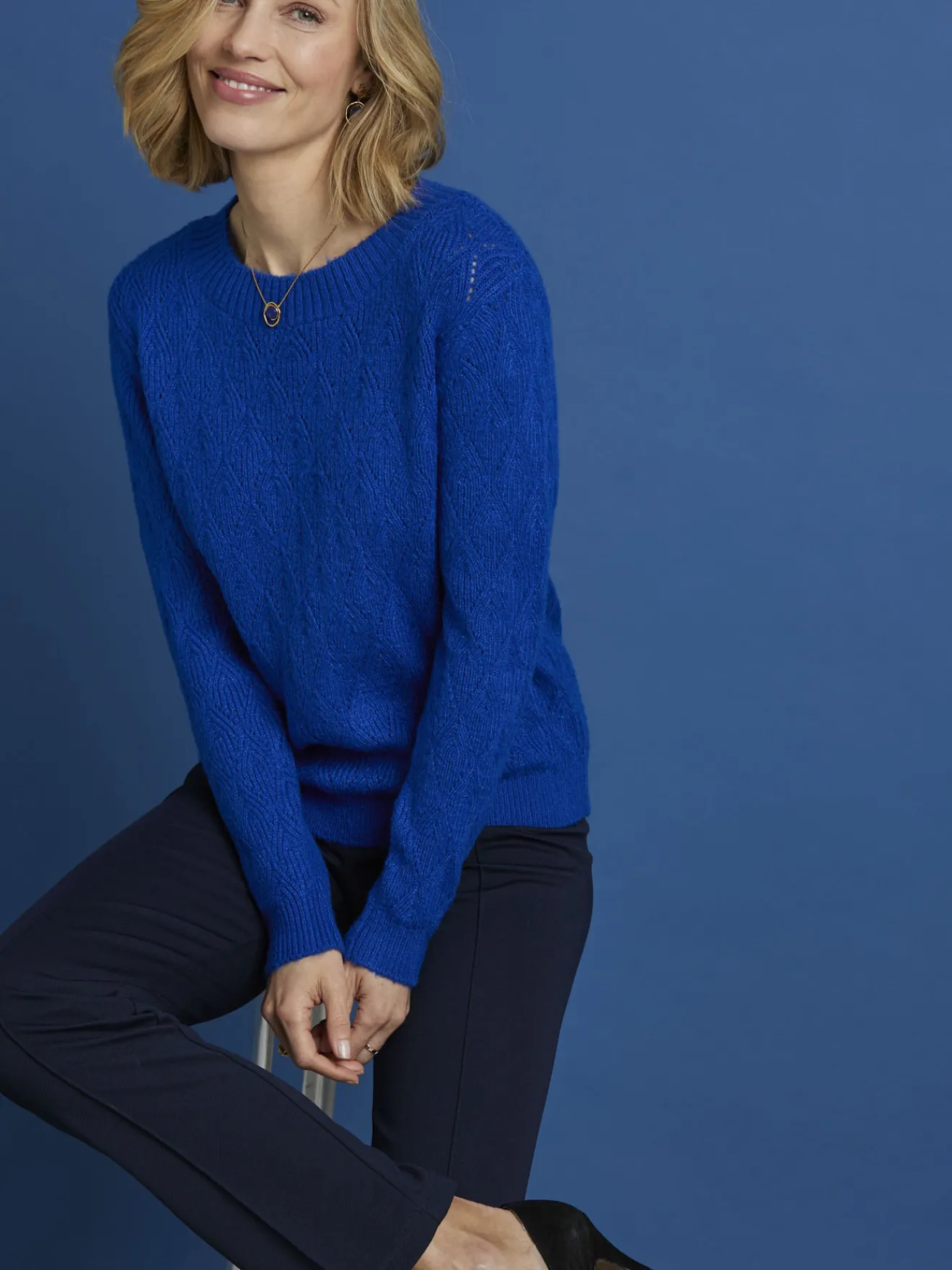 New Pull maille fantaisie encolure ronde Femme Pull