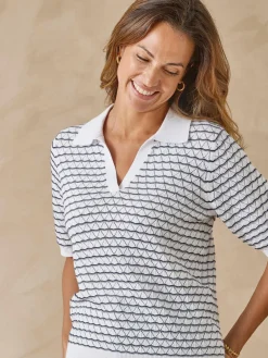Pull maille fantaisie et jeux de rayures Femme Pull