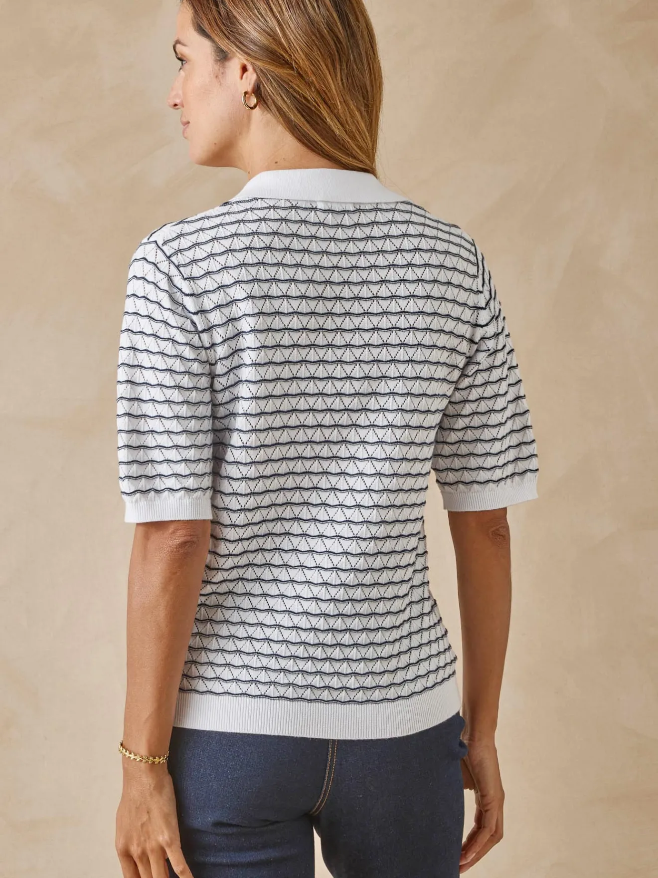 Pull maille fantaisie et jeux de rayures Femme Pull