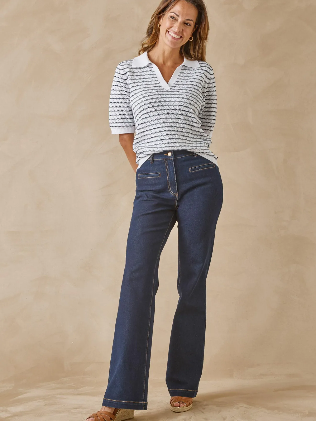 Pull maille fantaisie et jeux de rayures Femme Pull