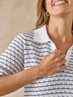 Pull maille fantaisie et jeux de rayures Femme Pull