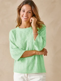 Online Pull manches au coude avec laine Femme Pull